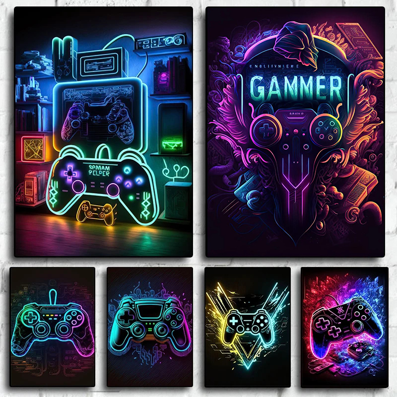 Esports Gaming Houses - Современный неоновый поп-арт постер с геймерским