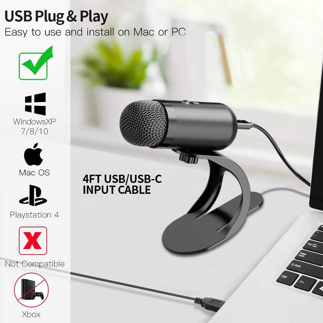 Esports Gaming - Профессиональный USB-микрофон, конденсаторный микрофон для конференций,